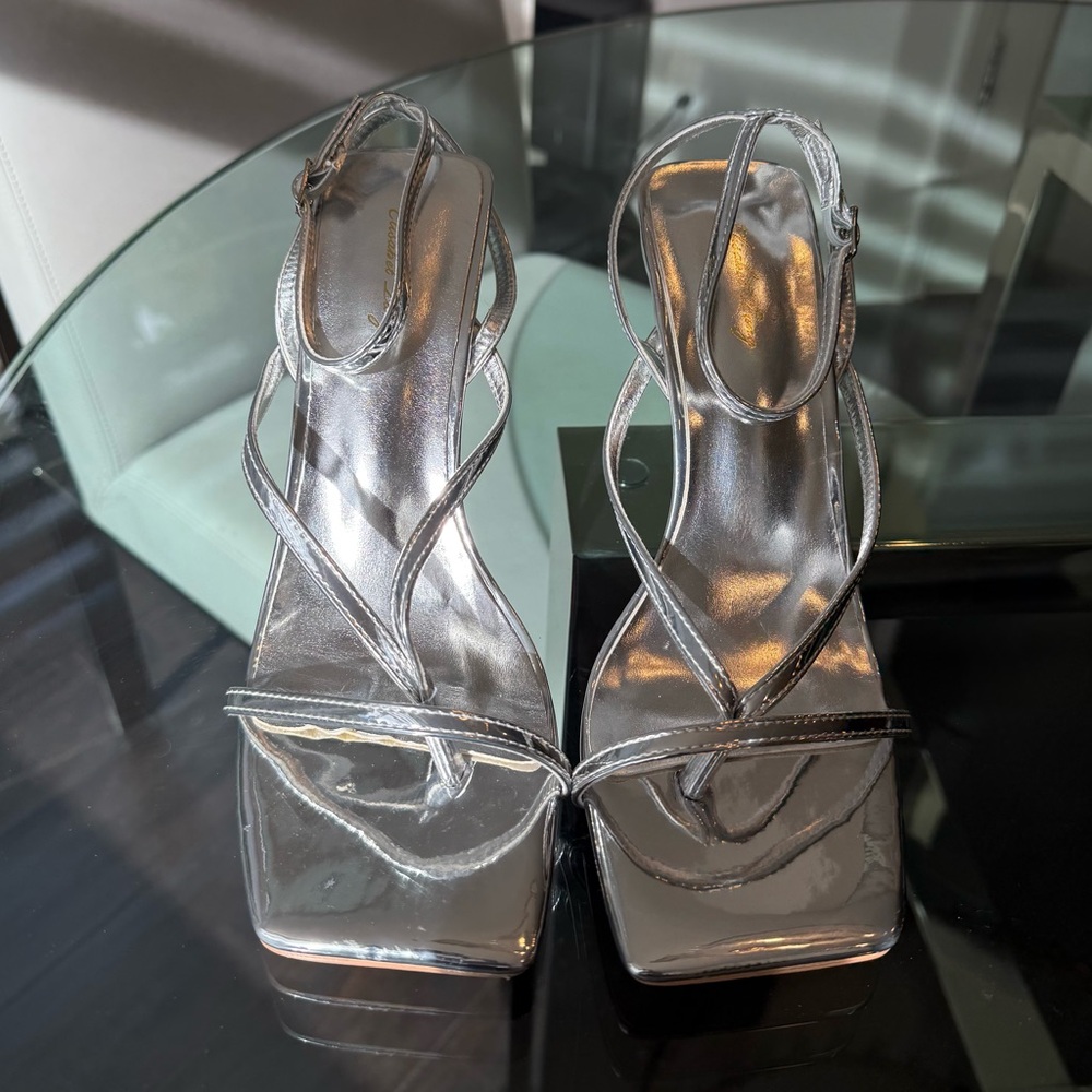 Silver Strappy Women's Heels